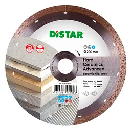 Алмазний диск по керамограніту Distar Hard ceramics Advanced 1A1R 200x1.3x10x25.4 мм