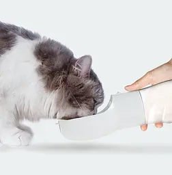 Пляшка-поїлка для тварин Semi Pets Feeder 255 мл + 200 мл 2 відділення, White з пакетами та лопаткою - мініатюра 2