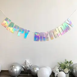 Гірлянда-розтяжка Happy Birthday one size, перламутровий - мініатюра 2