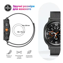 Ремінець металевий для смарт-годинника Google Pixel Watch 40,44,46 mm, Milanese Magnetic, чорний, міланська петля, браслет на магнітній застібці, сумісний з годинником Google Pixel Watch, для моделей з розміром корпусу 40,44,46 мм - мініатюра 6