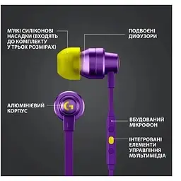 Гарнітура ігрова Logitech G333 Gaming Earphones для геймерів фіолетова (981-000936) - мініатюра 9