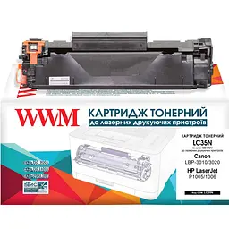Картридж тон. WWM для HP LJ P1005/P1006, Canon 712 аналог CB435A Black ( 1500 ст.) (LC35N) - мініатюра 1