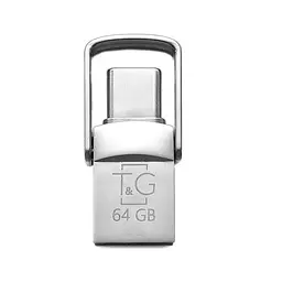 Флеш накопичувач USB 64Gb TG Metal TG104, сріблястий, Type-C/USB 2.0 (TG104TC-64G)