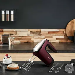 Міксер ручний Tefal Powermix Silence 600Вт насадки-4 турборежим бордовий - мініатюра 2
