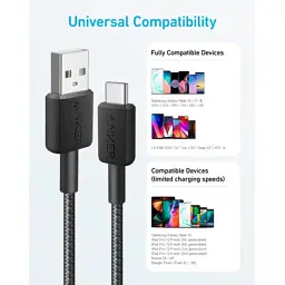 Кабель для передачи данных Anker 322 USB 2.0 AM to USB-C 0.9 m Black (A81H5G11) - миниатюра 3
