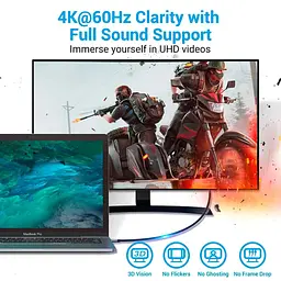 Кабель Vention HDMI-Type-C V 2.0 1.5 м (CRBBG) - мініатюра 5