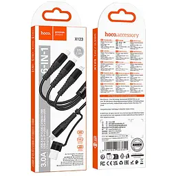 Дата кабель Hoco X123 Victory 3in1 Type-C to Lightning/Type-C/MicroUSB 3A (1m) Black - мініатюра 2