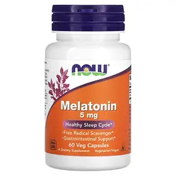 NOW Мелатонін, Melatonin 5 мг - 60 капсул