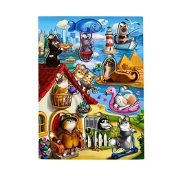 Дерев'яний пазл-вкладиш Котики - 1 з будиночком Ubumblebees 1х24х33 см det0009898