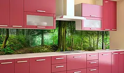 Вініловий кухонний фартух Ліс 3Д наклейка для кухні ПВХ дерева Природа Зелений Happy Pocket Z181834 - мініатюра 3