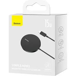 Зарядний пристрій Baseus Simple Mini3 Magnetic Wireless Charger 15W чорний (CCJJ040001) - мініатюра 4