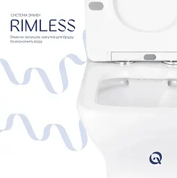 Унітаз підлоговий Qtap Aries Rimless з сидінням Slim Duroplast/ Soft-close/ Quick Release QT03228302W - мініатюра 4