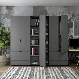 Комплект Doros Гелар з Етажеркою Графіт 2+3 ДСП 231.9х49.5х203.4 (42005057) - мініатюра 2