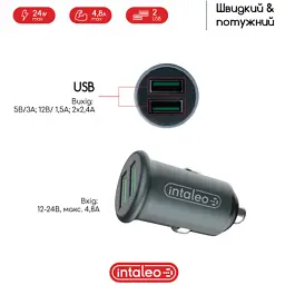Зарядний пристрій Intaleo CCG482 (2USB4,8A) (1283126521553) - мініатюра 3
