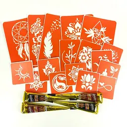 Набір кольорової хни з трафаретами для біо-тату №6 color-henna-set-06 - мініатюра 4