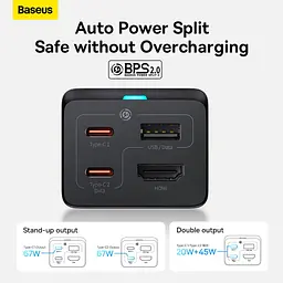 Адаптер мережевий зарядний пристрій Baseus GaN5 Pro 3 порти 140W CCGP110201 - мініатюра 10