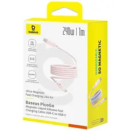 Кабель Baseus PicoGo Magnetic Liquid Silicone Cable Type-C to Type-C 240W 1m P10376800411-00 Pink - мініатюра 3