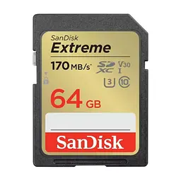Карта памяти SanDisk 64GB SD class 10 UHS-I U3 V30 Extreme (SDSDXV2-064G-GNCIN)