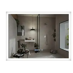 Дзеркало Mixxus FLAT MR04-100x60 з LED Touch, Anti-fog, димером, регулюванням яскравості, годинником (MI6008)