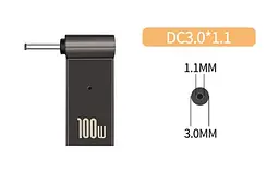 Адаптер PD 100W USB Type-C Female to DC Male Jack 3.0x1.1 mm – для заряджання ноутів ACER, SAMSUNG