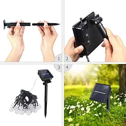 Вулична світлодіодна гірлянда Sun Lamp Solar 7 м 50 LED на сонячній батареї "Молочні кулі" - мініатюра 9