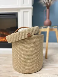 Кошик для інтер'єру з джуту плетений із кришкою 30х30 см+ Подарунок! - мініатюра 2
