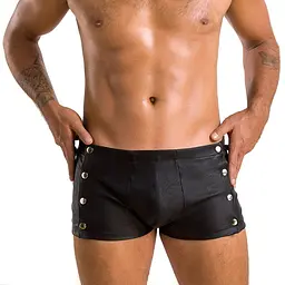 Чоловічі шкіряні боксери із заклепками Passion 048 SHORT DAVID XXL/XXXL Black - мініатюра 1