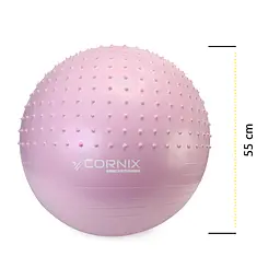 М'яч для фітнесу (фітбол) Cornix 55 см напівмасажний Anti-Burst Light Pink XR-0465 - мініатюра 6