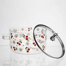 Каструля скляна Cherry 1.8 л з металевим ведмедиком на кришці Yiwu HP-GP-32 - мініатюра 4