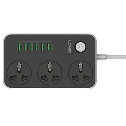 Розетка-удлинювач мережі фільтр LDNIO SC3604 на 3 розетки + 6 USB 3.4A - мініатюра 4