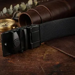 Чоловічий ремень з автоматичною пряжкою мозаїка 20299 Vintage чорний 105-120 см - мініатюра 4