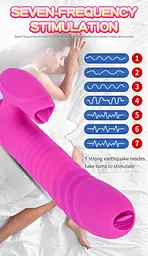 Вібратор Silicone Vibrator USB 7 Function and Thrusting Function / Heating Purple - мініатюра 5