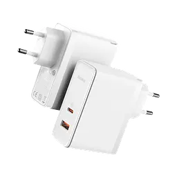 Мережевий зарядний пристрій Baseus GaN5 Pro 2 порта, USB + Type-C 100W Белый (CCGP090202) - мініатюра 2