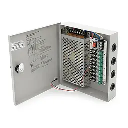 Імпульсний блок живлення 12V-15A / 9CH в боксі з замком перфорований, 9-ти канальний, Q20 - мініатюра 1