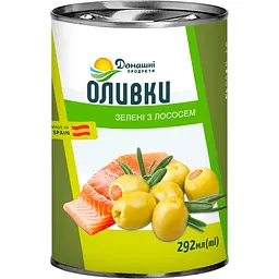 Оливки Домашні продукти зелені з лососем 292 мл
