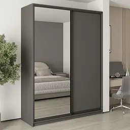 Шафа-купе дводверна MebelStar Уні BG ДСП/Дзеркало 180x45x240 см Антрацит (MBS-10496)