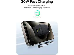 Мережевий зарядний пристрій BASEUS Palm Fast Charger 20 W Type-C to Type-C cable Black (P10111608113-01) - мініатюра 10