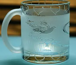 Чашка скляна 320 мл Ти і Я з голубами  кружка для закоханих  Подарунок на весілля річницю для коханих матова