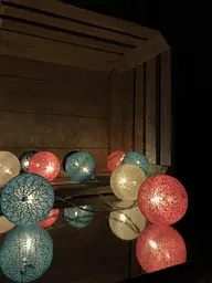 Гирлянда тайская Cotton Balls 10 led, длина 180см на батарейках АА - мініатюра 5