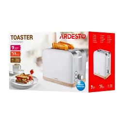 Тостер Wood Modern, 800Вт, метал, 2 слоти, білий ARDESTO kuh0014885 - мініатюра 8