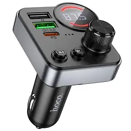 Адаптер автомобільний HOCO Alegria dual port car BT FM transmitter E86 2USB/Type-C, 48W/3A, PD/QC