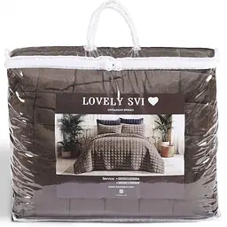 Набір Lovely Svi 3 шт: покривало 220 х 240 см і 2 наволочки 50х70 Вельвет Люкс всі сезони Squared Grafit (660326) - мініатюра 5