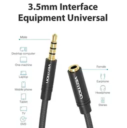 Кабель Vention Audio 3.5 mm M - 3.5 mm F, 5 m, Black (VAB-B06-B500-M) - мініатюра 6