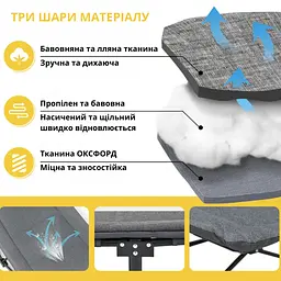 Туристична похідна розкладачка Leobro з вбудованим матрацом Grey (LB-CC-K1-GRY) - мініатюра 4