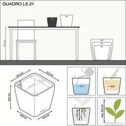 Вазон Lechuza Quadro Premium LS 21 сіро-коричневий (16125) - мініатюра 3