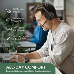 USB-гарнітура Yealink UH34 з мікрофоном, дротові стереонавушники з мікрофоном із шумозаглушенням, професійний робочий - мініатюра 7
