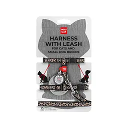 Шлея для котів Waucat Nylon з QR паспортом "Леопард" пластиковий фастекс (329-4066)