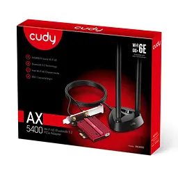 Адаптер WiFi 6E Cudy WE4000 AX5400 PCI Express тридіапазонний з Bluetooth 5.2 (73-00535) - мініатюра 4