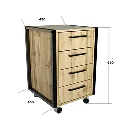 Офісна мобільна тумба лофт ТМЛГ-1 Дуб Аппалачі (450x450x650) Гамма стиль - мініатюра 3