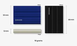 SSD диск внешний Samsung T7 Shield 2 ТБ (MU-PE2T0R/EU) синий - мініатюра 7